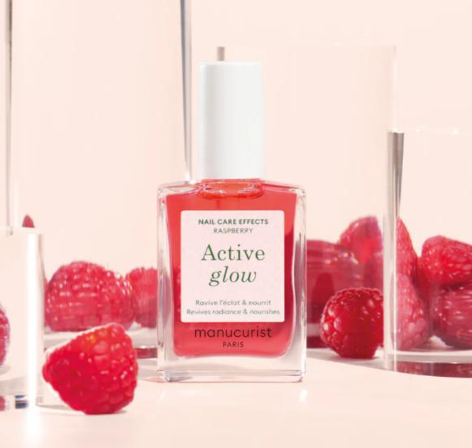 Лак для нігтів Active Glow Manucurist Raspberry – лікувальне кольорове покриття з олією мигдалю, 15мл - Зображення 5