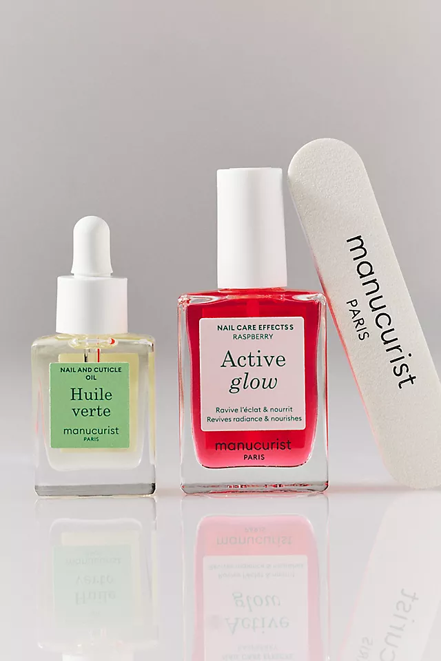 Набір для сяючих нігтів Manucurist Active Glow Raspberry 15мл + Green Oil 8мл + фірмова пилочка + лак + олійка - Зображення 5