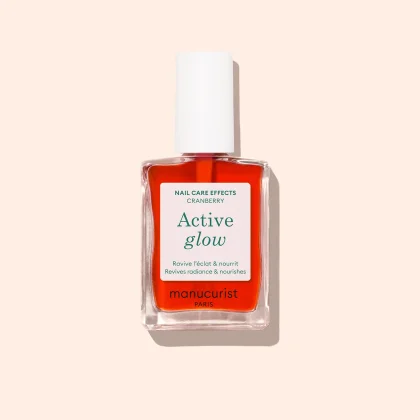 Лак для нігтів ламких і пошкоджених Active Glow Manucurist Cranberry – лікувальне кольорове покриття з олією мигдалю для відновлення нігтів у кольоровий манікюр