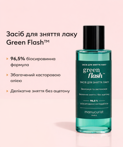 Засіб для зняття лаку без ацетону Manucurist Green Flash Remover натуральний веганський ремувер